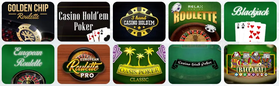 Jeux de table au Jack21 Casino